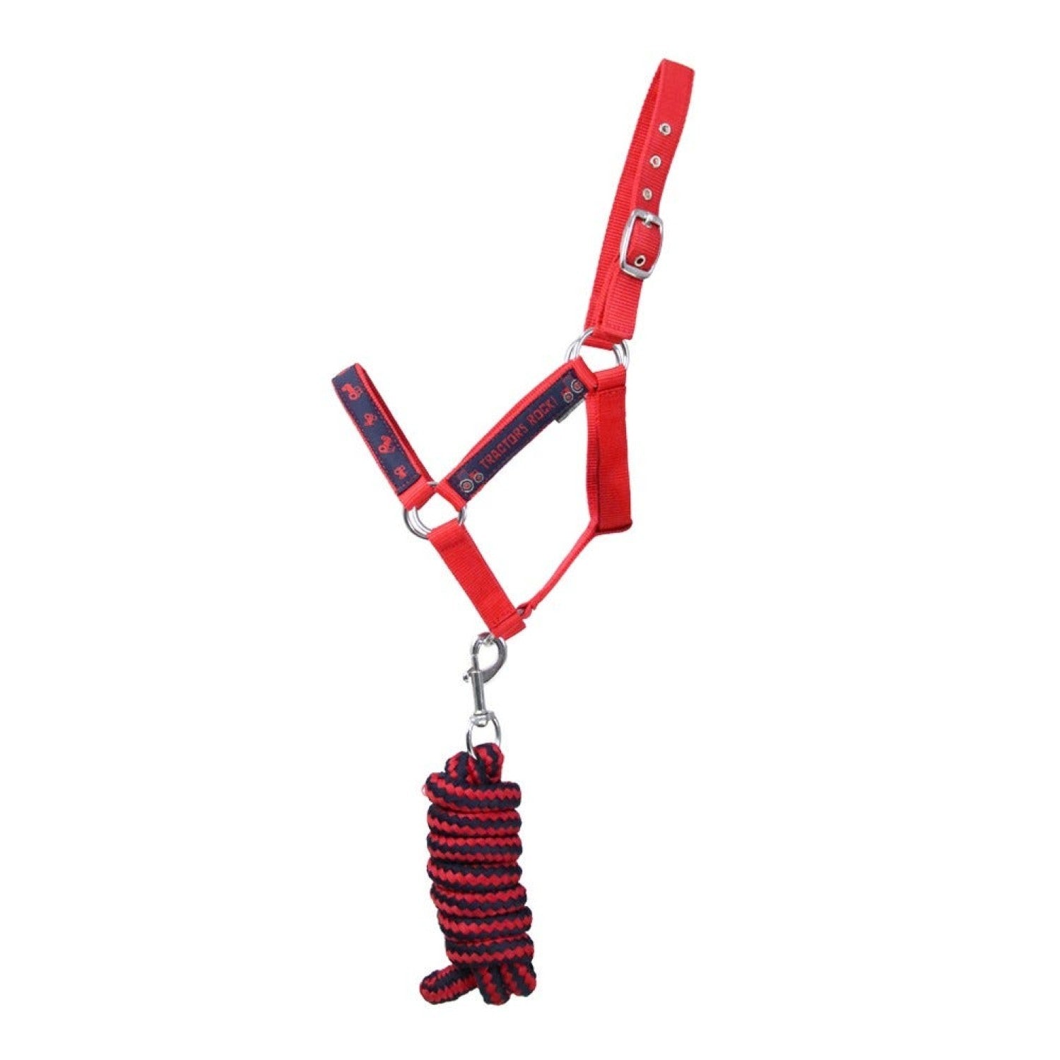 Hy Equestrian Tractors Rock Headcollar & Lead Rope Navy/Red